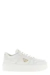 Prada Downtown Bold Leather Platform Sneakers In White