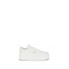 Prada Downtown Bold Leather Platform Sneakers In White