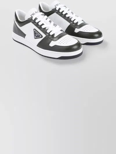 Prada Downtown Low-top Leather Sneakers In White