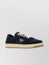 Prada Navy Blue Canvas And Suede Downtown Sneakers In Blue