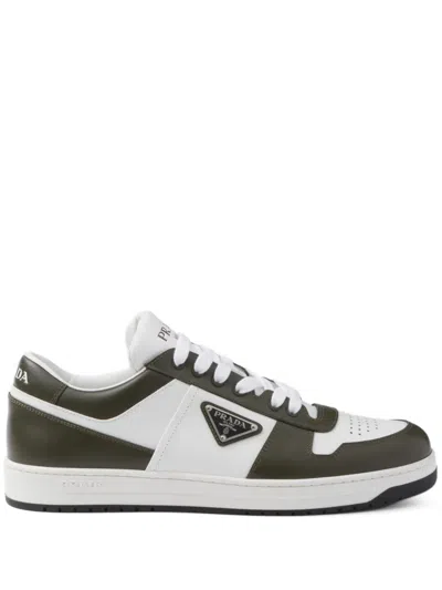 Prada Downtown Colour-block Leather Sneakers In White