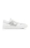 Prada Crystal-embellished Leather Sneakers In White