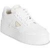 Prada Downtown Bold Leather Sneakers In White
