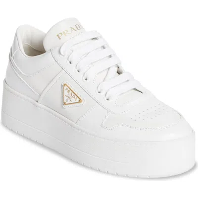 Prada Downtown Flatform Sneaker In White