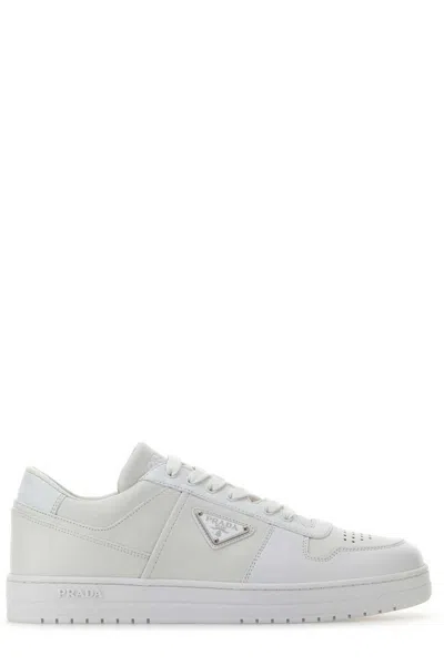 Prada Downtown Lace-up Sneakers In White