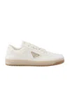 Prada Ivory Nappa Leather Downtown Sneakers In Nude
