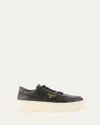 Prada Downtown Leather Low-top Platform Sneakers In Black