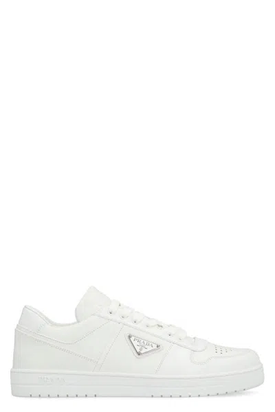 Prada Downtown Leather Low-top Sneakers In White