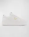 Prada Downtown Bold Leather Platform Sneakers In Bianco