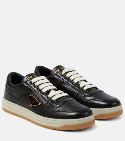 Prada Downtown Nappa Leather Sneakers In Black