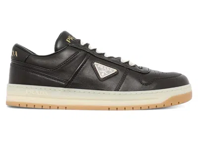 Pre-owned Prada Downtown Leather Low Top Sneakers Gum (women's) In Black