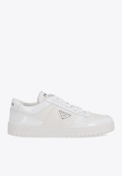 Prada Downtown Leather Low-top Sneakers In White