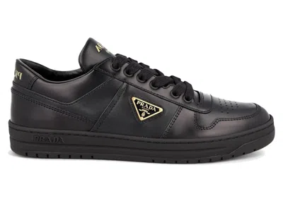 Pre-owned Prada Downtown Leather Low Top Sneakers (women's) In Black