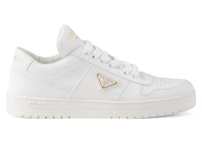 Pre-owned Prada Downtown Leather Low Top Sneakers (women's) In White