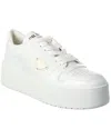 Prada Downtown Bold Leather Platform Sneakers In White