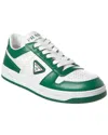 Prada Downtown Leather Sneakers In Green