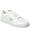 Prada White Sneakers With Padded Collar And Perforated Detailing In White