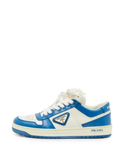 Pre-owned Prada Downtown Leather Sneakers In Blue