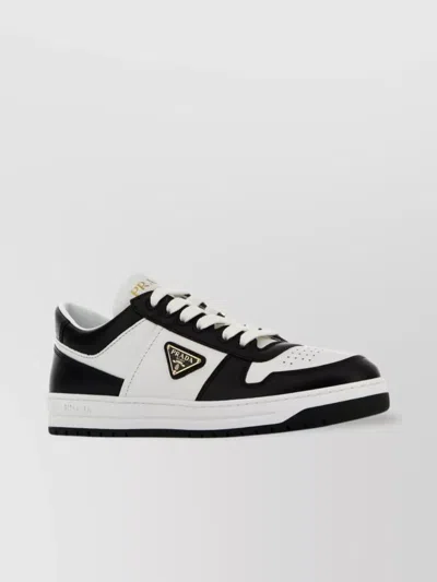 Prada Downtown Leather Sneakers Contrast Panels In Multi