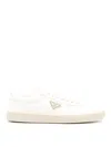 Prada Downtown Leather Sneakers In Cream