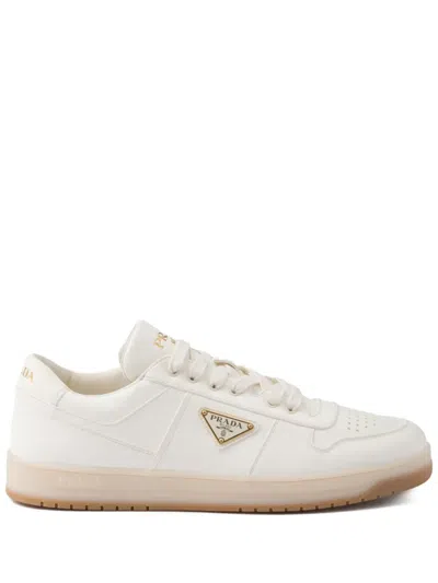 Prada Downtown Leather Sneakers In Neutrals