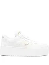 Prada Downtown Bold Leather Sneakers In White