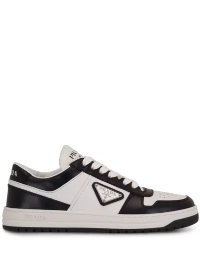 Prada Urban Leather Sneakers Featuring Contrast Panels In Black