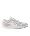 Prada Leather Sneakers Downtown Two-tone Silhouette In White