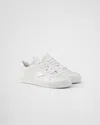 Prada Downtown Leather Sneakers In White