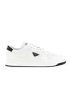 Prada Downtown Leather Sneakers In White