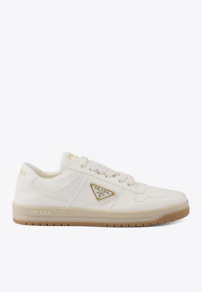 Prada Downtown Leather Sneakers In White