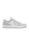 Prada Downtown Leather Sneakers In White