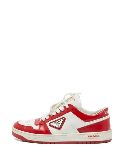 Pre-owned Prada Downtown Leather Sneakers In White