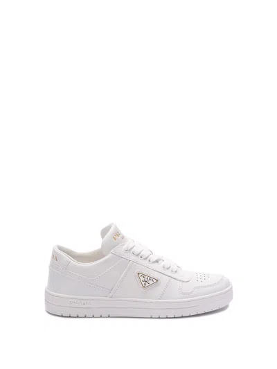 Prada `downtown` Leather Sneakers In White