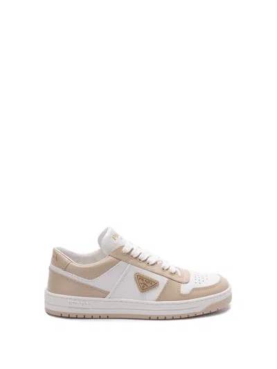 Prada `downtown` Leather Trainers In White