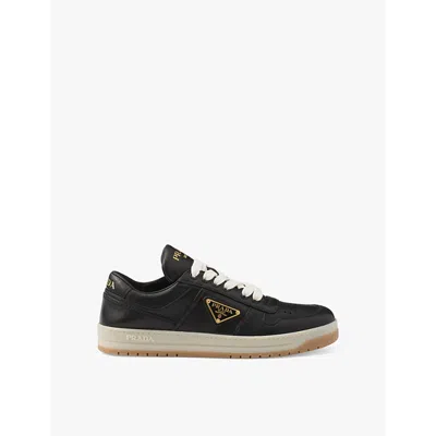 PRADA WOMENS BLACK DOWNTOWN LOGO-EMBELLISHED LEATHER LOW-TOP TRAINERS EUR 37.5 / 4.5 UK