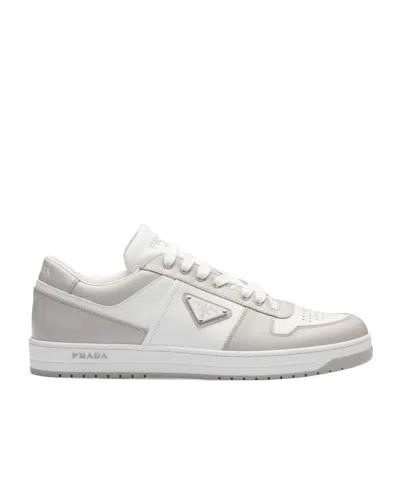 Prada Two-tone Leather Downtown Sneakers In Neutral