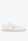 Prada Downtown Leather Sneakers In White