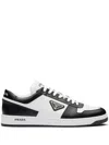 Prada White/black Leather Sneaker Downtown In Black