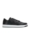 Prada Leather Sneakers With Perforated Toe Cap In Black