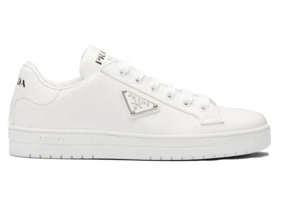 Pre-owned Prada Downtown Low Top Sneakers Leather (women's)in White/silver
