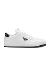 Prada Logo-plaque Leather Sneakers In White