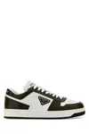 Prada Two Tone Leather Downtown Sneakers In Black