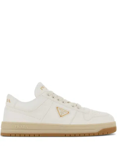 Prada Downtown Nappa Leather Sneakers In White