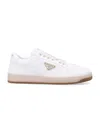 Prada Men Ivory Nappa Leather Downtown Sneakers, 7.5 Luxury Sneakers For Men Darveys In White