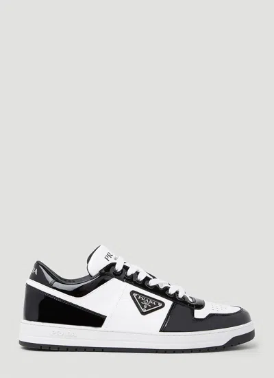 Prada Downtown Leather Sneakers In White