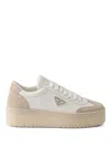 Prada Downtown Bold Nylon And Suede Sneakers In Transparent