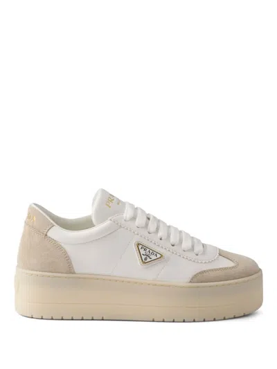Prada Downtown Platform Sneakers In White