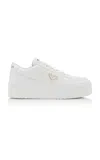 Prada Downtown Bold Leather Platform Sneakers In Tan