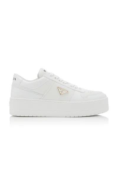 Prada Women's Downtown Bold Leather Sneakers In White